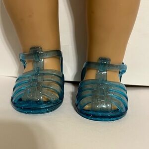 Vintage 1990s Glitter Jelly Sandals Fit 18” Dolls as shown